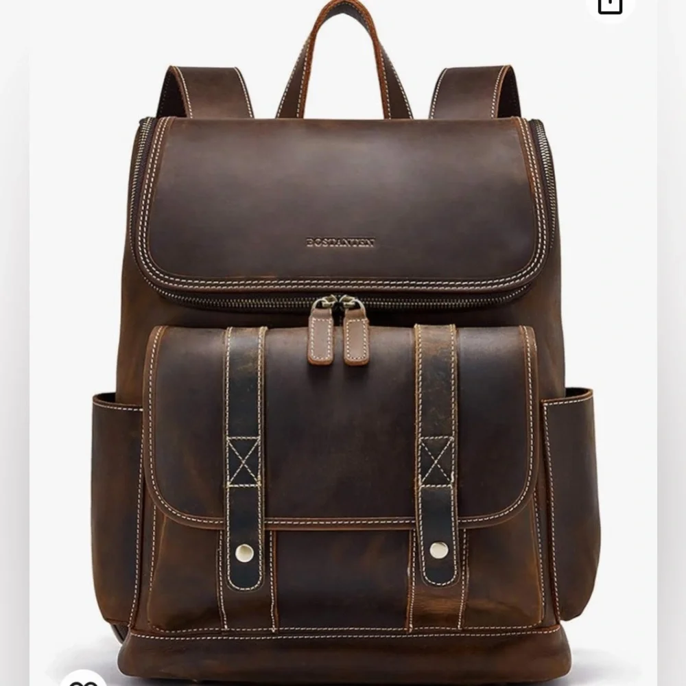 Brown Leather Backpack - Classic Men's Accessory